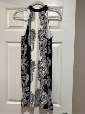 Bisou Bisou Black and White Paisley Midi Dress